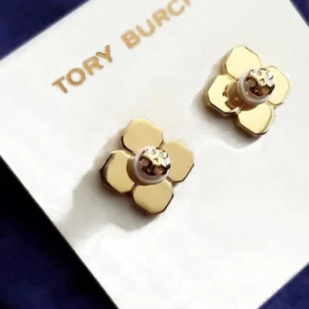 Tory Burch Babylon Gold & Pearl Earrings NWOT